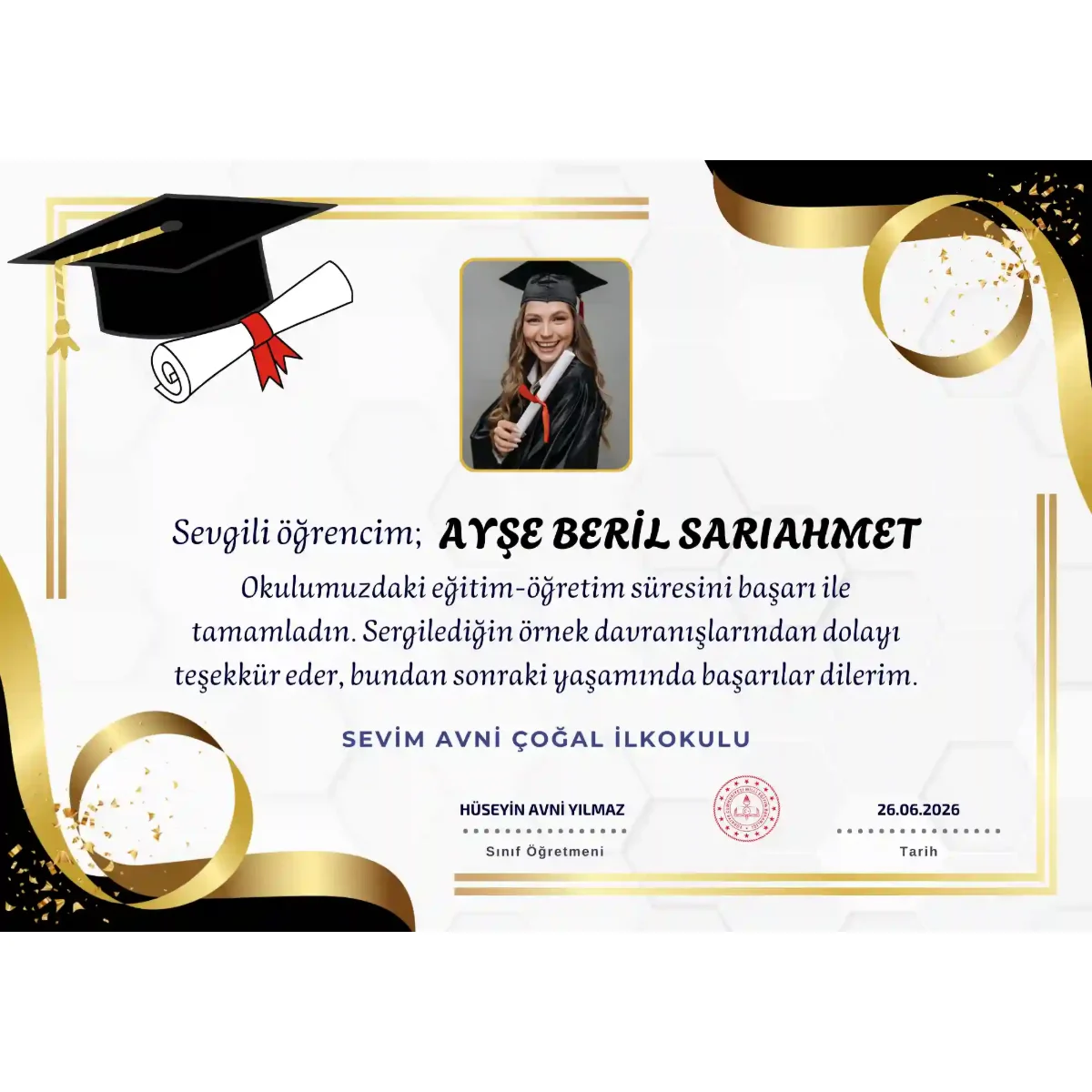 4. Sınıf Mezuniyet Belgesi Fotoğraflı