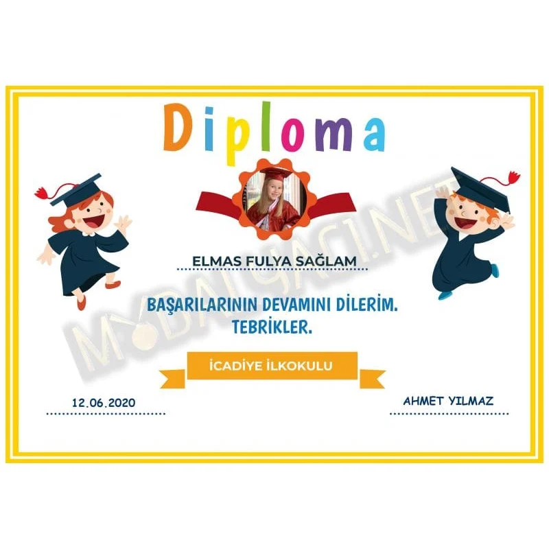 Mezuniyet Belgesi Fotoğraflı - Diploma Yazılı