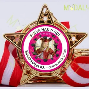 Yıldız Mezuniyet Madalyası - Çiçekli Fotoğraflı